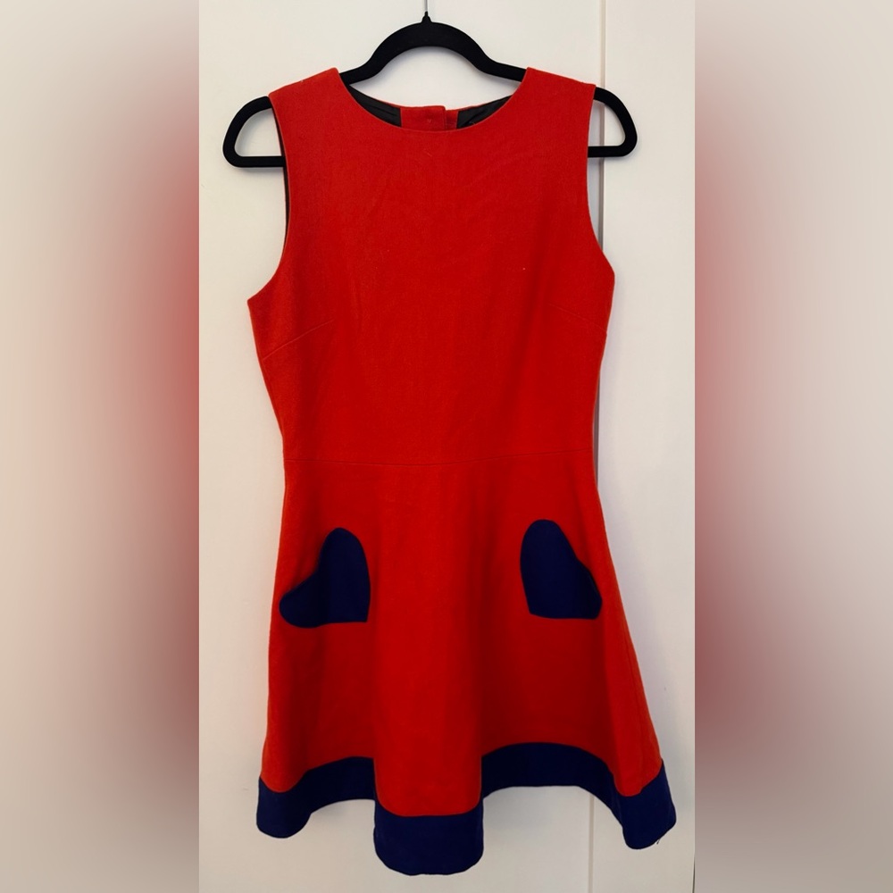 Nishe Red Dress with Blue Heart Pockets